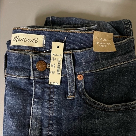 NWT Madewell 10” High Rise Skinny Jeans Wendover Wash Tencel Denim MA616 - Picture 3 of 3
